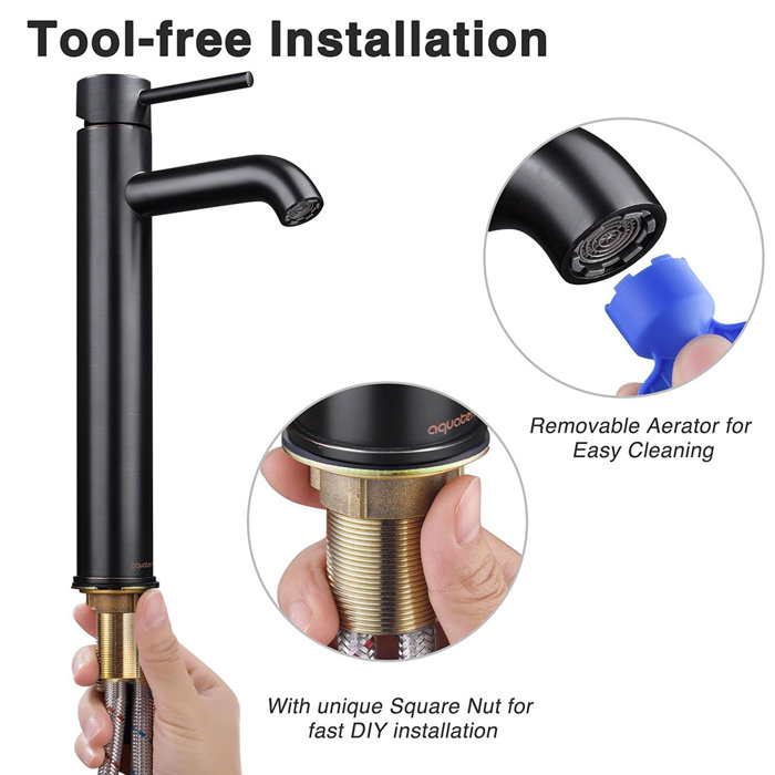 Aquaterior Tall Single Handle Bathroom Faucet - Brushed Nickel For Vessel Sinks